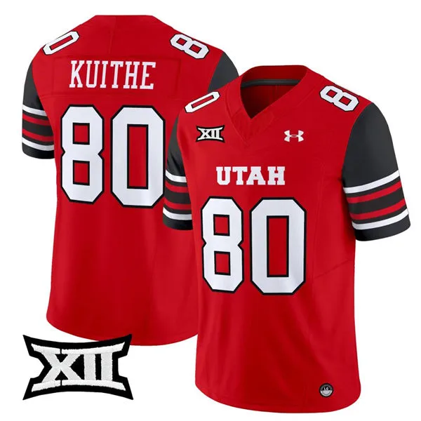 Utah Utes #80 Brant Kuithe 2025 XII Red College Football Game Jersey 