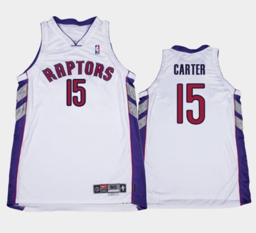 VINCE CARTER TORONTO RAPTORS #15 MEN'S THROWBACK 1999-2002 HOME JERSEY - WHITE