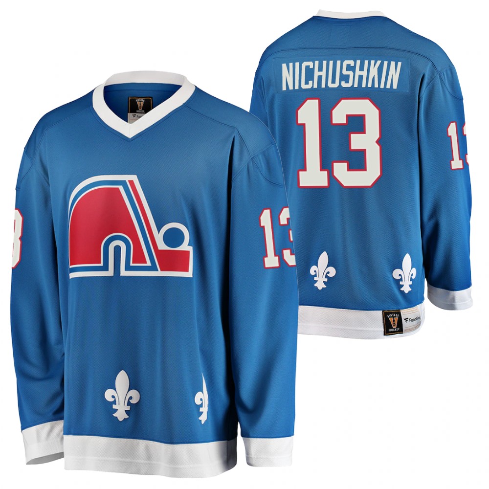 Valeri Nichushkin Quebec Nordiques Heritage Vintage Jersey Blue