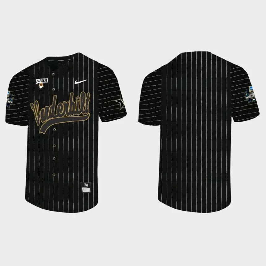 Vanderbilt Commodores 2021 College World Series Pinstripe Baseball Jersey – Black