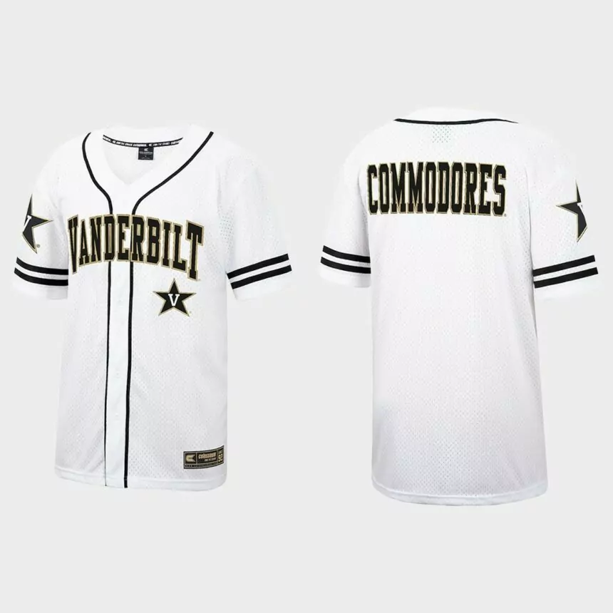 Vanderbilt Commodores Free Spirited Baseball Jersey – White Black