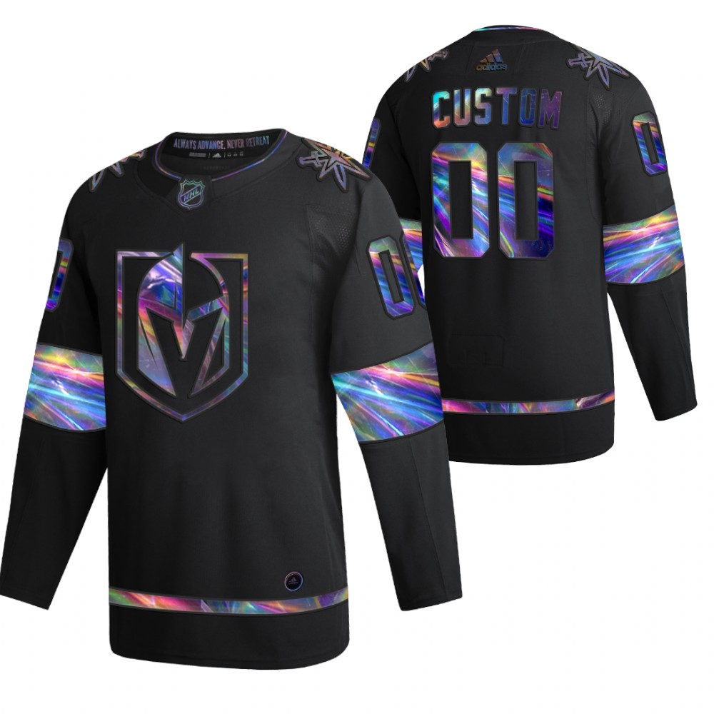 Vegas Golden Knights Custom Black 2020-21 Iridescent Holographic Collection Authentic Jersey