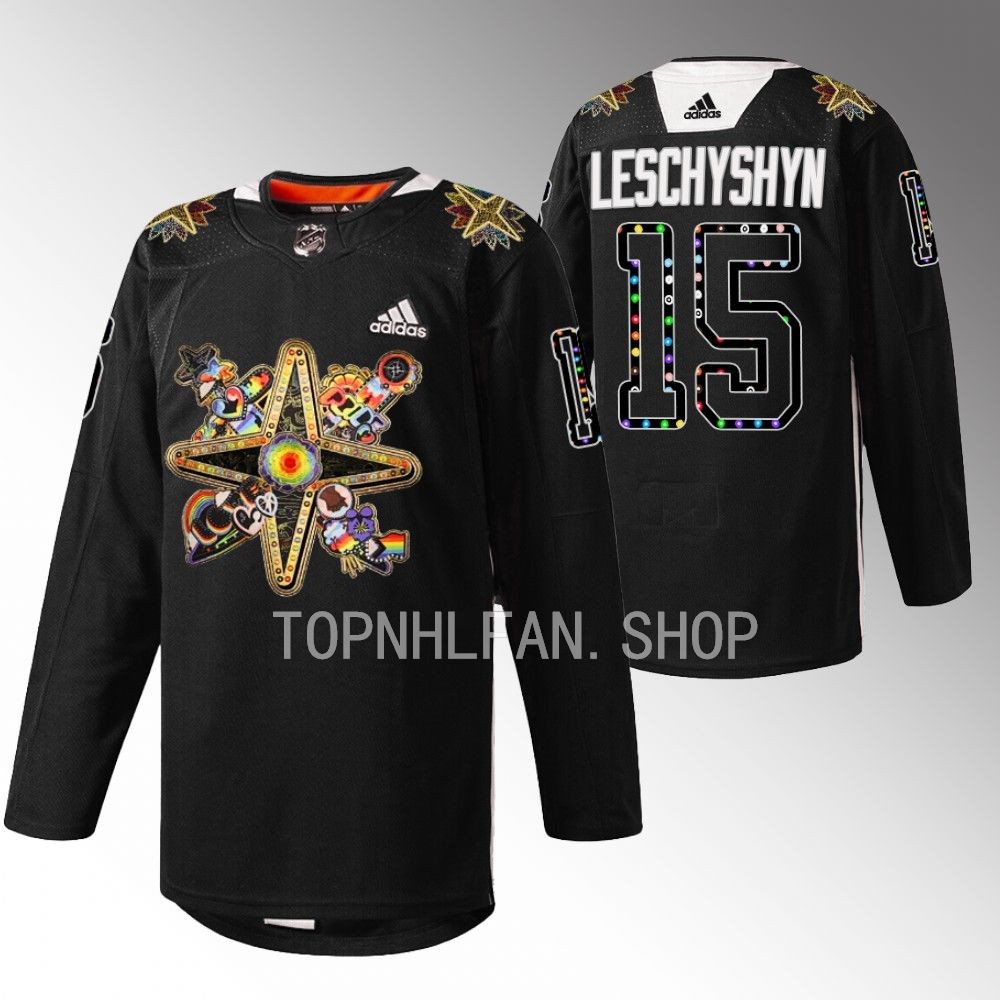 Vegas Golden Knights Jake Leschyshyn 2023 Pride Knight Black Warmups Jersey