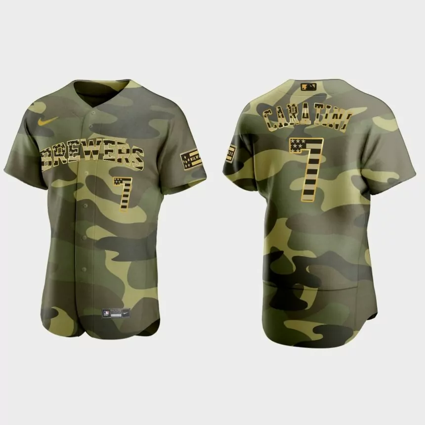 Victor Caratini Milwaukee Brewers 2022 Armed Forces Day Authentic Jersey – Camo