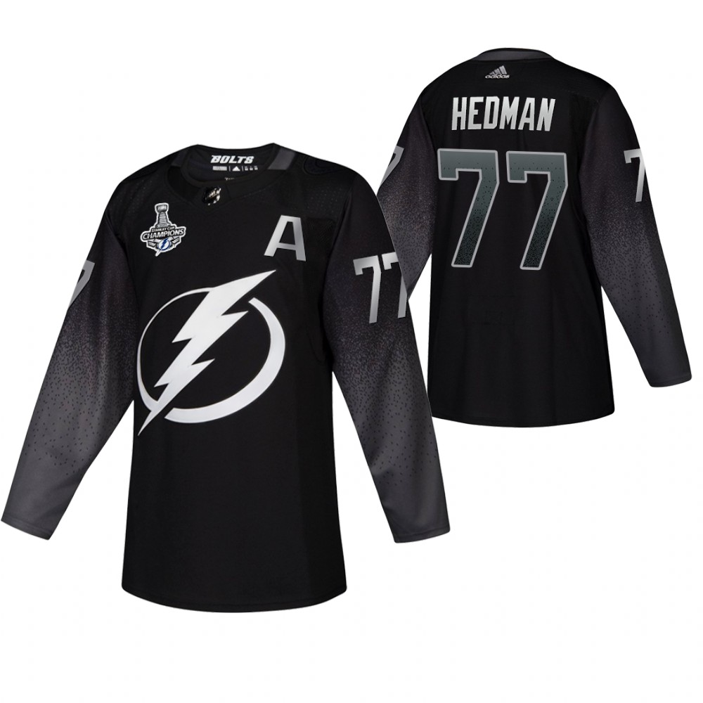 Victor Hedman Lightning 2020 Stanley Cup Champions Black Alternate Authentic Jersey