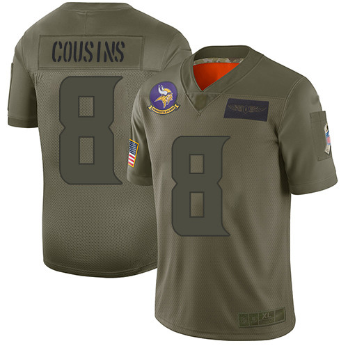 Vikings #8 Kirk Cousins Camo Men's Stitched Football Limited 2019 Salute To Service Jersey