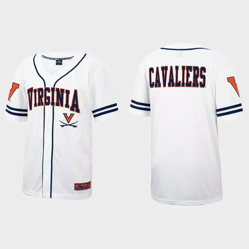 Virginia Cavaliers Free Spirited Baseball Jersey – White Navy