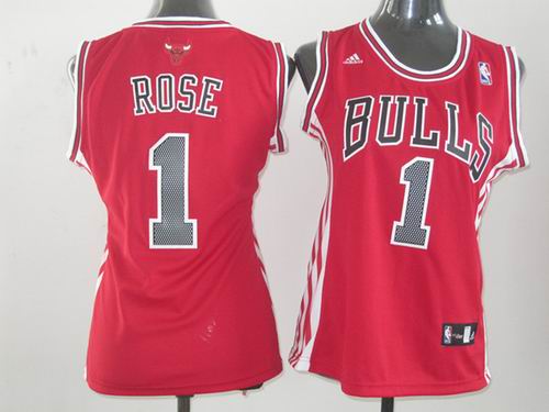 WOMEN Chicago Bulls 1 Derrick Rose red Road Jersey