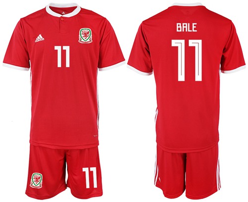 Wales #11 Bale Red Home Soccer Country Jersey