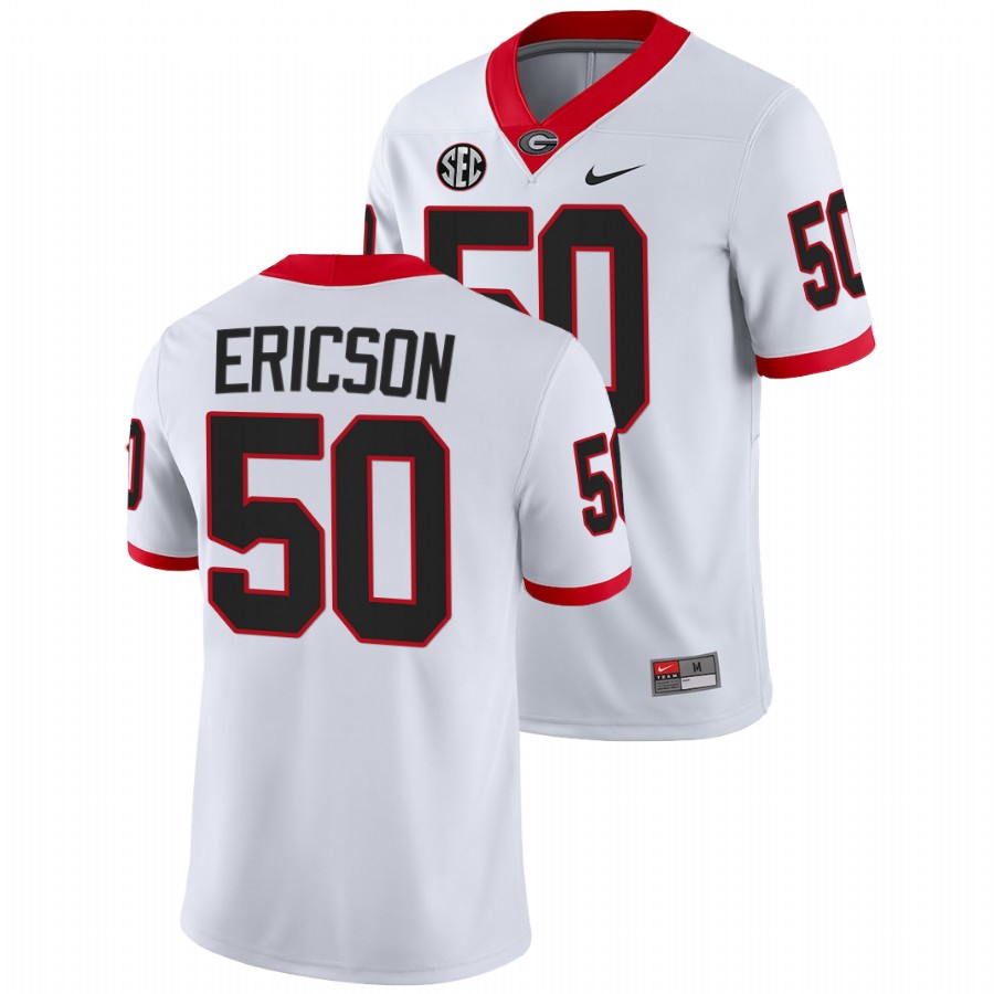 Warren Ericson Georgia Bulldogs White 2022 Block Number Font Football Jersey