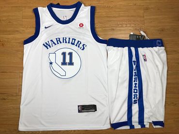 Warriors 11 Klay Thompson White Fashion Current Player Hardwood Classics Nike Authentic Jersey(With Shorts)