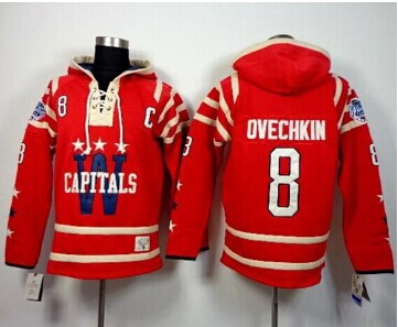 Washington Capitals #8 Alex Ovechkin Red Sawyer Hooded Sweatshirt Jersey
