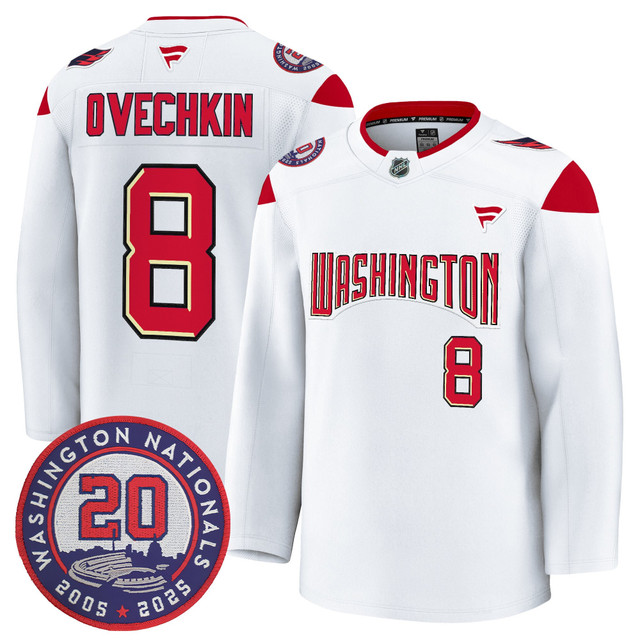 Washington Capitals 20th Anniversary Seasons Patch Premium Jersey #8 Alex Ovechkin