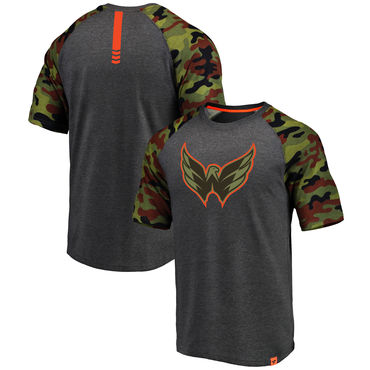 Washington Capitals Fanatics Branded Heathered Gray Camo Recon Camo Raglan T-Shirt