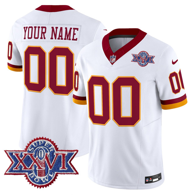 Washington Commanders Throwback 1992 Super Bowl XXVI Patch Vapor Limited Custom Jersey