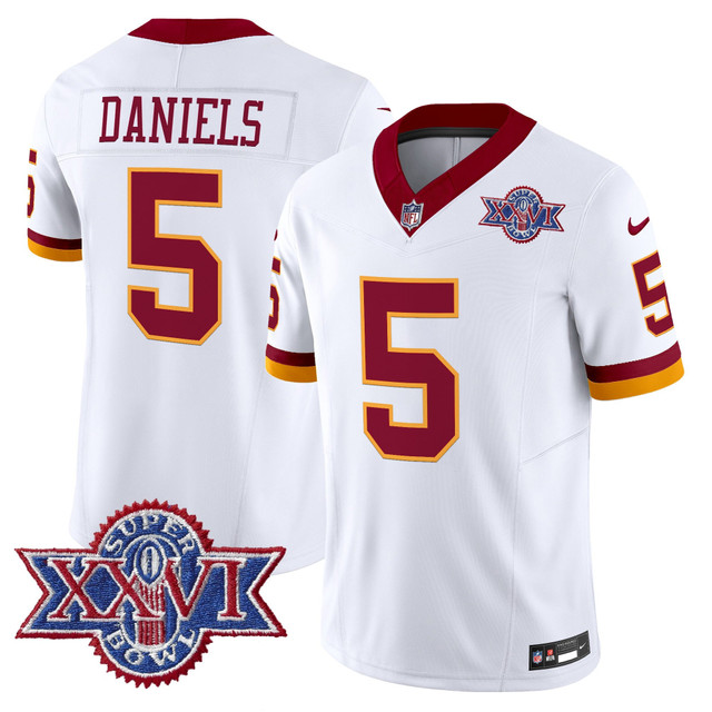 Washington Commanders Throwback 1992 Super Bowl XXVI Patch Vapor Limited Jersey #5 Jayden Daniels