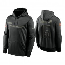 Washington Football Team #15 Steven Sims Jr. Black 2020 Salute to Service Sideline Performance Pullover Hoodie