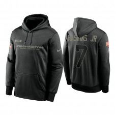 Washington Football Team #7 Dwayne Haskins Jr. Black 2020 Salute to Service Sideline Performance Pullover Hoodie