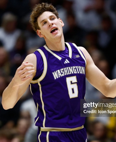 Washington Huskies #6 Hannes Steinbach 2026 Purple College Basketball Game Jersey 