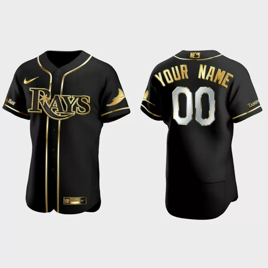 Washington Nationals #00 Custom Gold Edition Authentic Jersey – Black