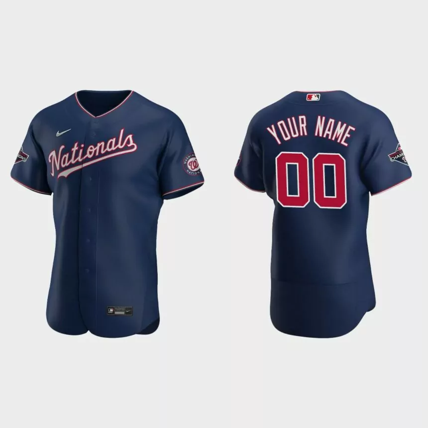 Washington Nationals 2019 World Series Champions Navy Authentic Alternate Custom Jersey