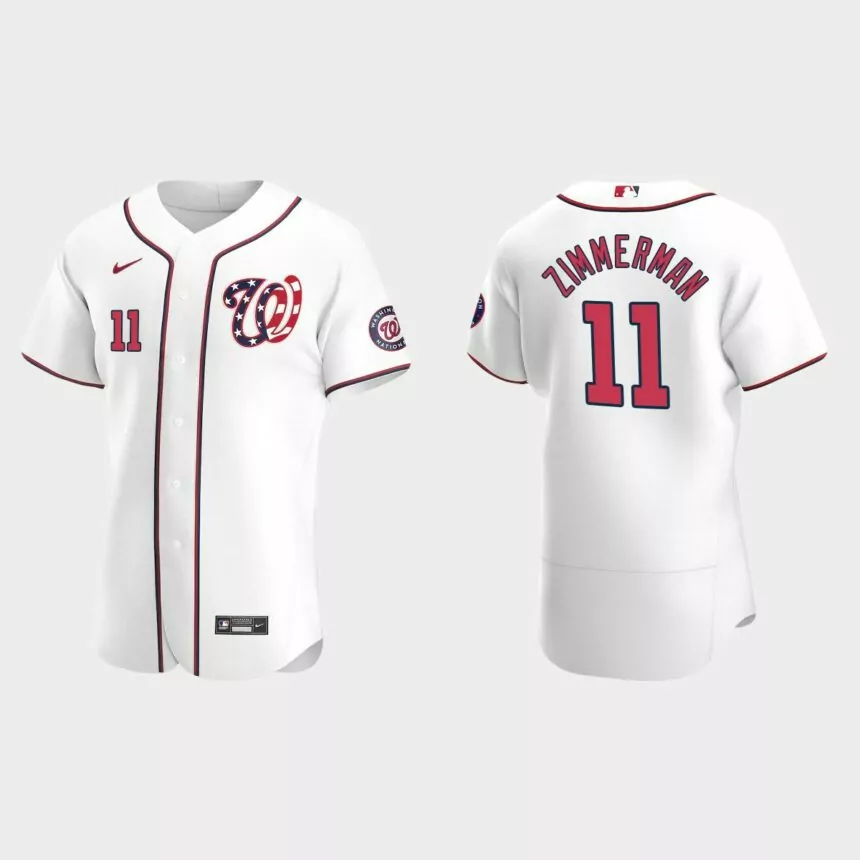 Washington Nationals Ryan Zimmerman #11 White Authentic Team Logo 2020 Alternate Jersey