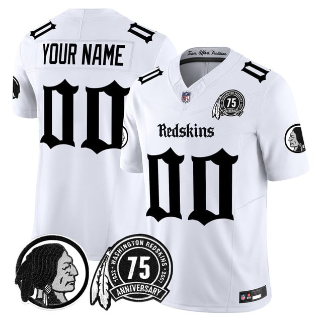 Washington Redskins 'Gothic Capital Edition' Vapor Limited Custom Jersey white