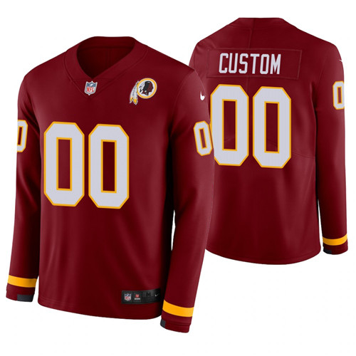 Washington Redskins Custom Burgundy Therma Long Sleeve Jersey