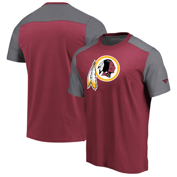Washington Redskins NFL Pro Line By Fanatics Branded Iconic Color Block T-Shirt BurgundyHeathered Gray