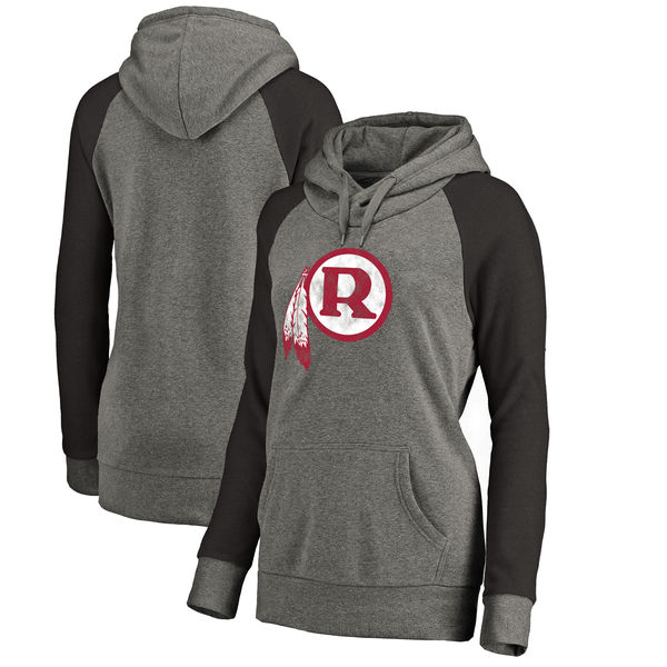 Washington Redskins NFL Pro Line By Fanatics Branded Women's Throwback Logo Tri-Blend Raglan Plus Size Pullover Hoodie Gray Black