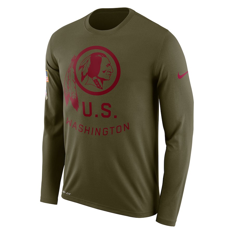Washington Redskins Nike Salute To Service Sideline Legend Performance Long Sleeve T-Shirt Olive