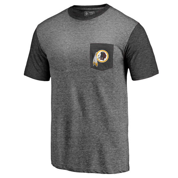 Washington Redskins Pro Line By Fanatics Branded Heathered Gray Black Refresh Pocket T-Shirt