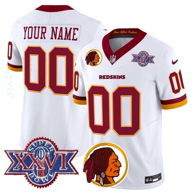 Washington Redskins Throwback 1992 Super Bowl XXVI Patch Vapor Limited Custom Jersey V2