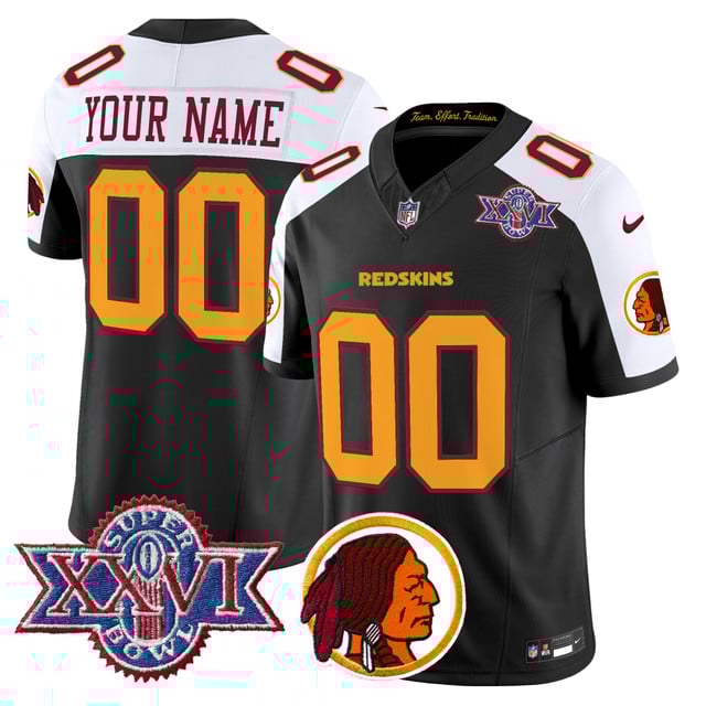 Washington Redskins Throwback 1992 Super Bowl XXVI Patch Vapor Limited Custom Jersey V2 BLACK