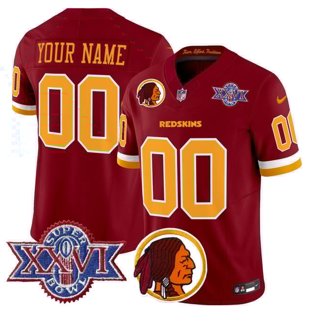 Washington Redskins Throwback 1992 Super Bowl XXVI Patch Vapor Limited Custom Jersey V2 RED