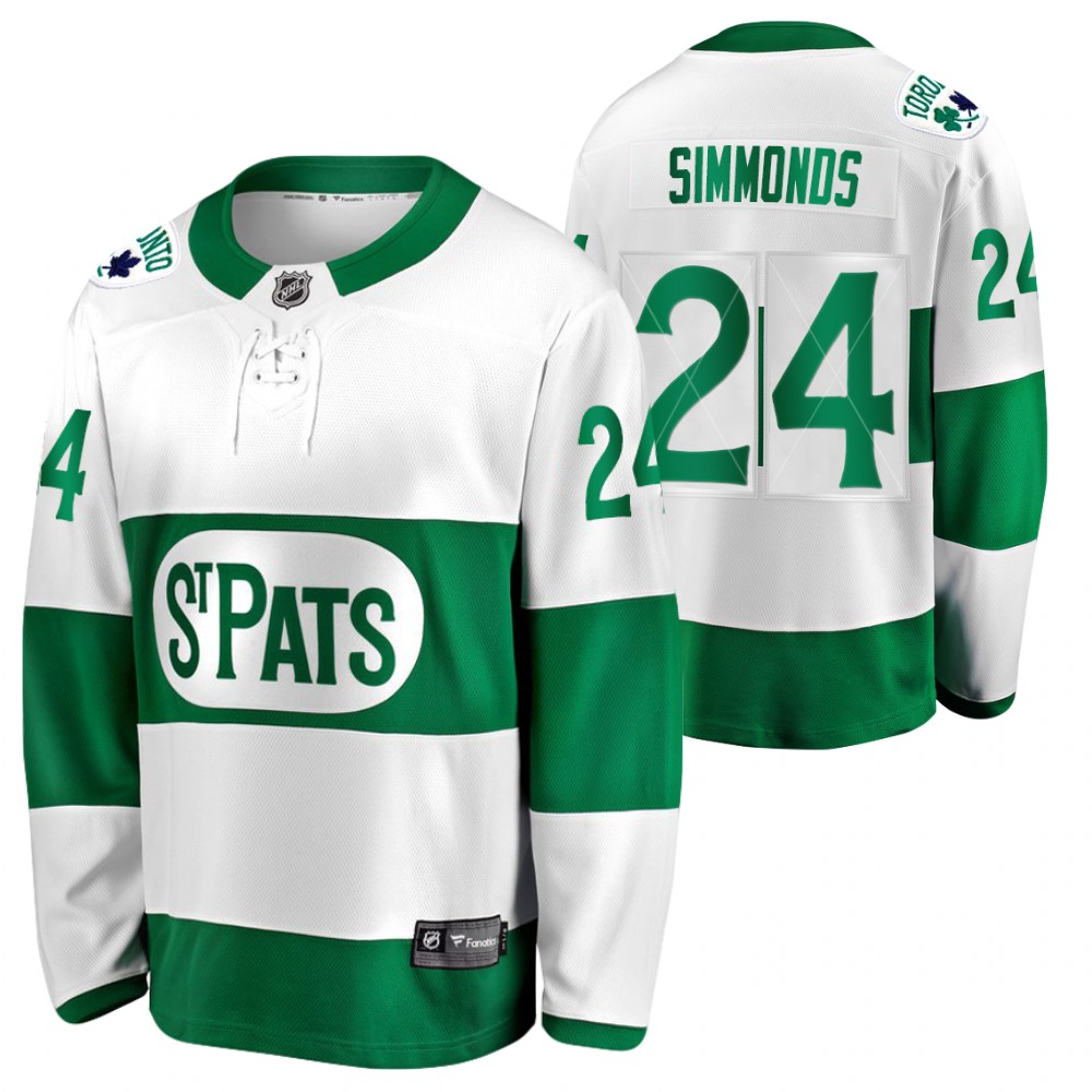 Wayne Simmonds Maple Leafs 2021 St. Pats Green #24 Jersey