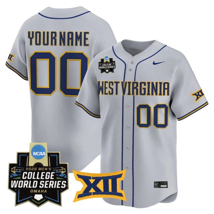West Virginia Mountaineers 2026 World Series Patch Vapor Premier Limited Custom Jersey GRAY