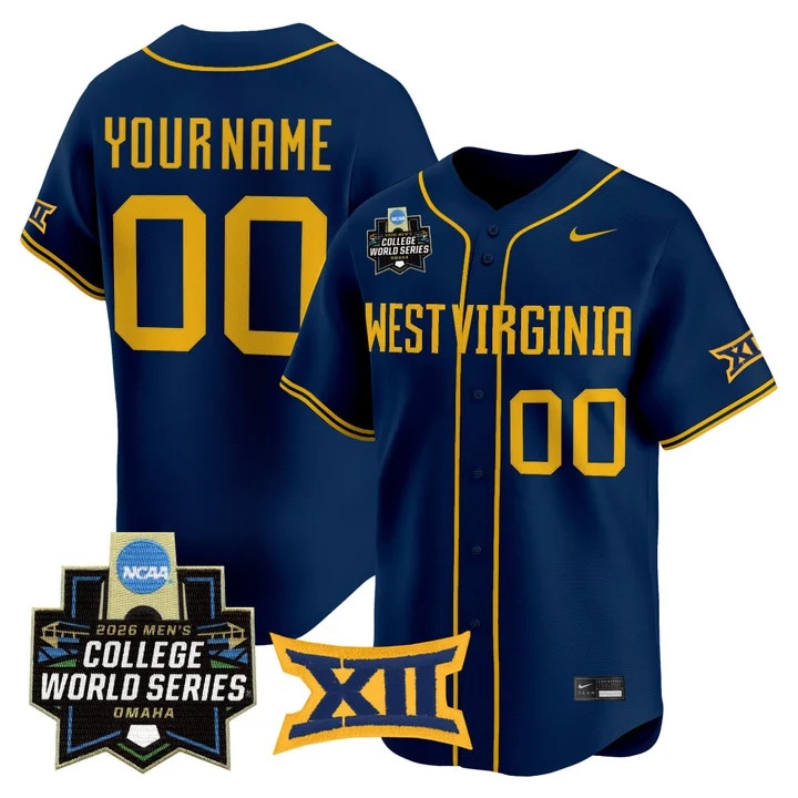 West Virginia Mountaineers 2026 World Series Patch Vapor Premier Limited Custom Jersey NAVY