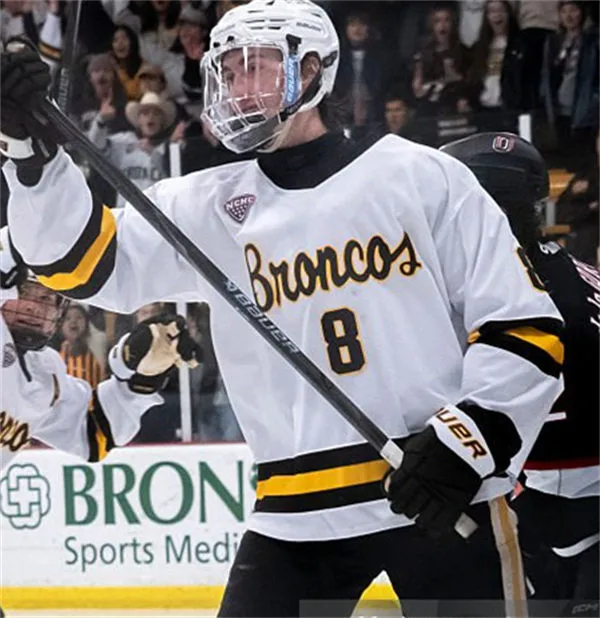 Western Michigan Broncos #8 Zach Nehring 2026 White College Hockey Game Jersey 
