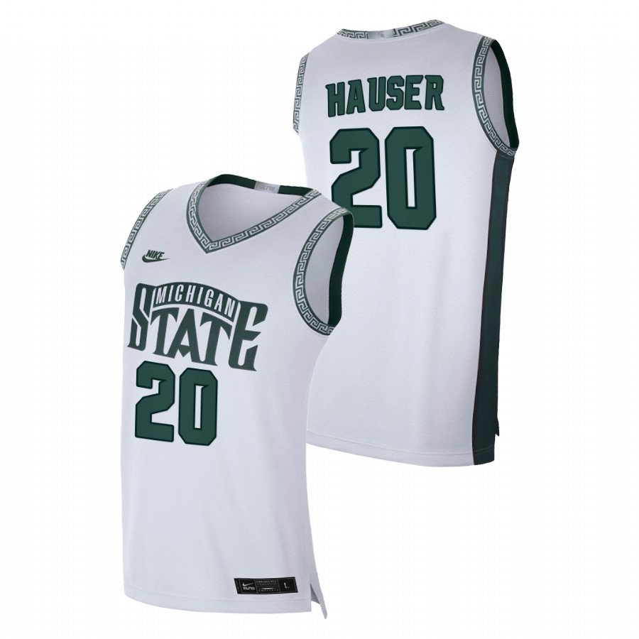 White Men's Jersey Michigan State Spartans Joey Hauser White College Basketball Limited Retro Jersey