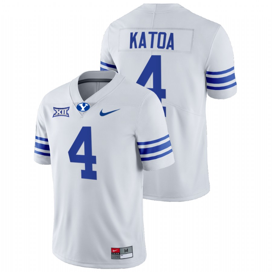 White Men BYU Cougars Lopini Katoa College Football Big 12 Jersey