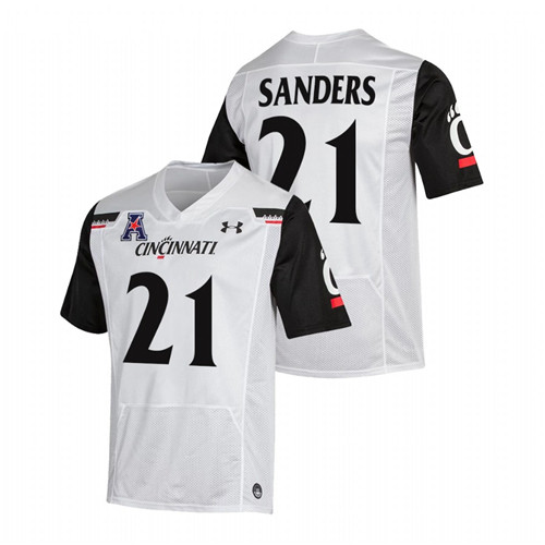 White Men Cincinnati Bearcats Myjai Sanders College Football The American Patch Jersey