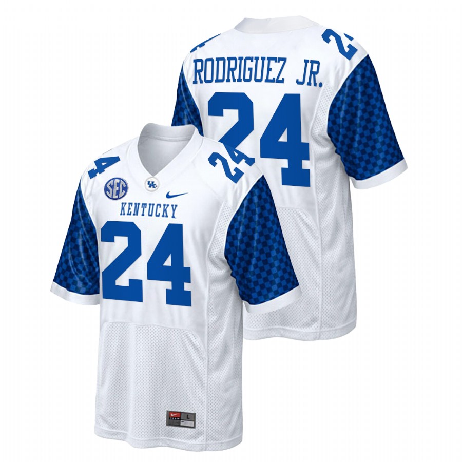 White Men Kentucky Wildcats Chris Rodriguez Jr. College Football Replica Jersey
