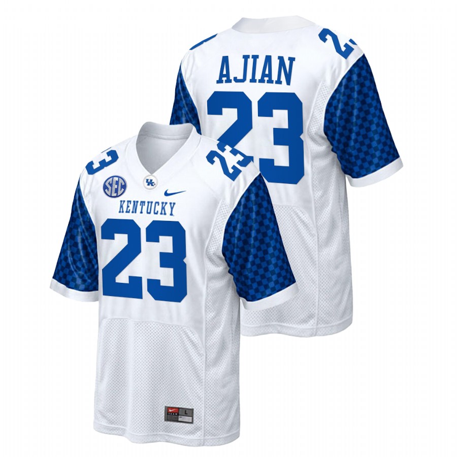 White Men Kentucky Wildcats Tyrell Ajian College Football Replica Jersey