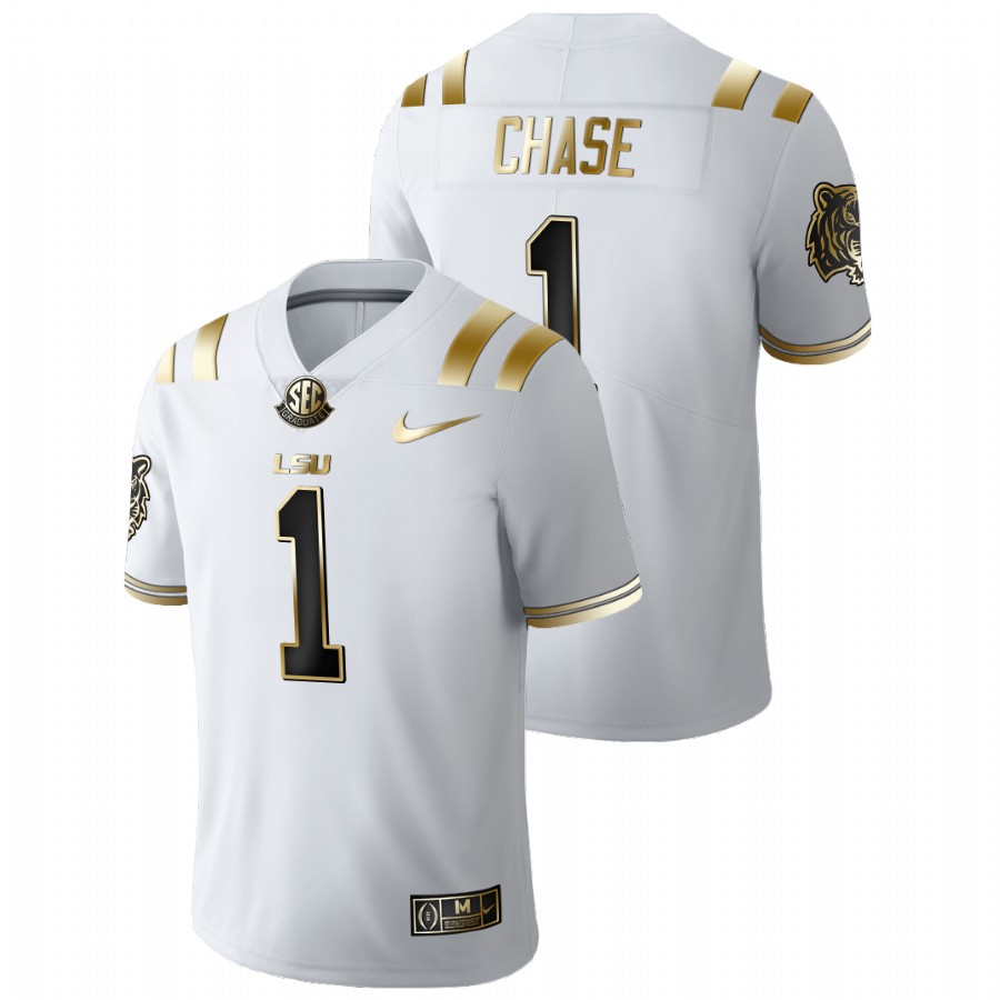 White Men LSU Tigers Ja'Marr Chase Golden Edition Limited Football Jersey