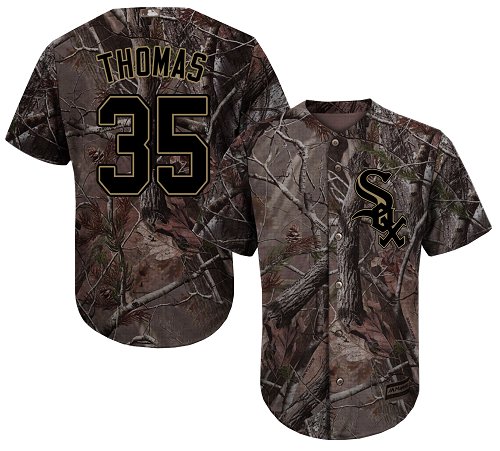 White Sox #35 Frank Thomas Camo Realtree Collection Cool Base Stitched Youth Baseball Jersey