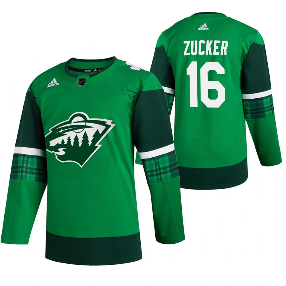 Wild Jason Zucker 2020 St. Patrick's Day Green #16 Jersey Authentic Player