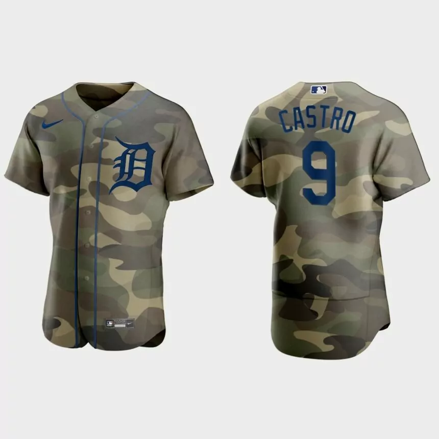 Willi Castro Detroit Tigers 2021 National Armed Forces Day Authentic Jersey – Camo