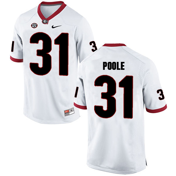 William Poole Georgia Bulldogs Men's Jersey - #31 NCAA White Limited Away