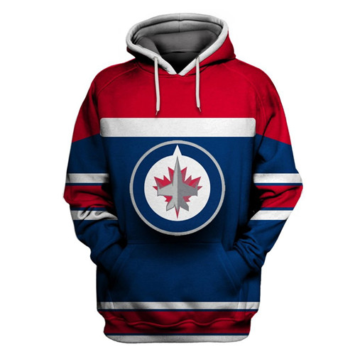 Winnipeg Jets Blue All Stitched Hooded Sweatshirt